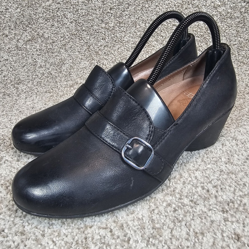 Dansko Women Black Leather Clogs Block Heel Comfort Shoes 3814360200 Size 39